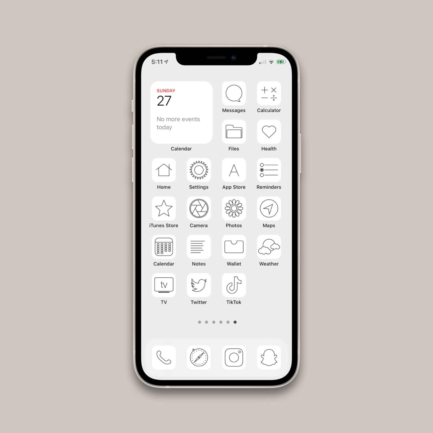 White Minimalist Theme Homescreen