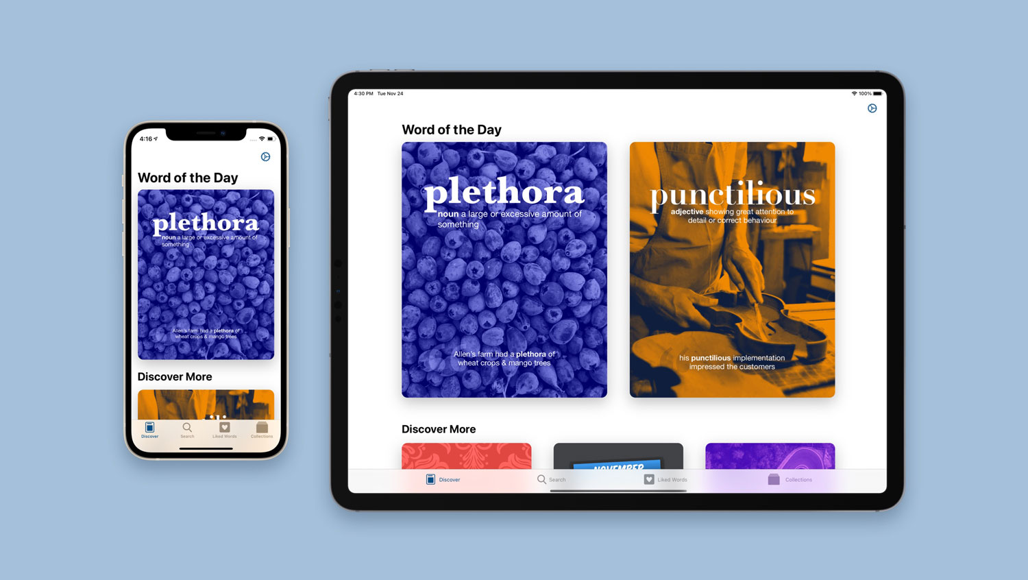 How Word of the Day scales between iPhone and iPad