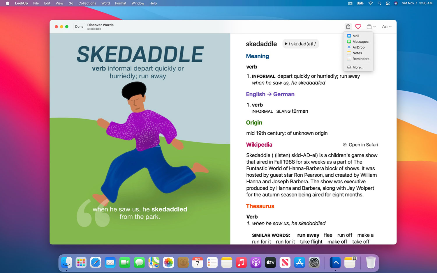 Word of the Day details on macOS