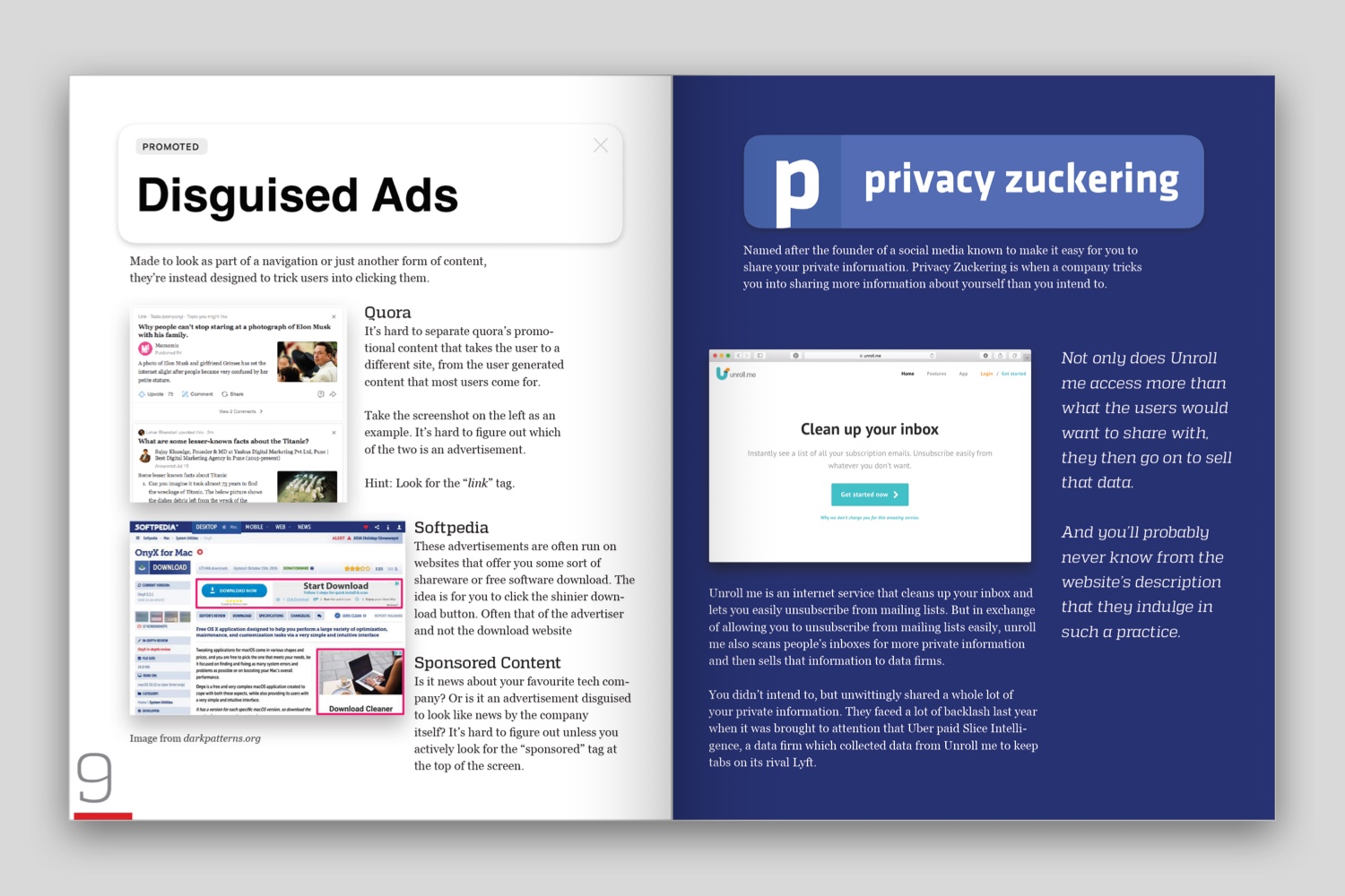 Explaining Concepts: Image of article from eZine explaining about Design Dark Patterns.